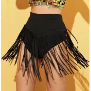 Solid Fringe Hem Shorts